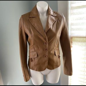 Identify camel color 100% genuine leather jacket